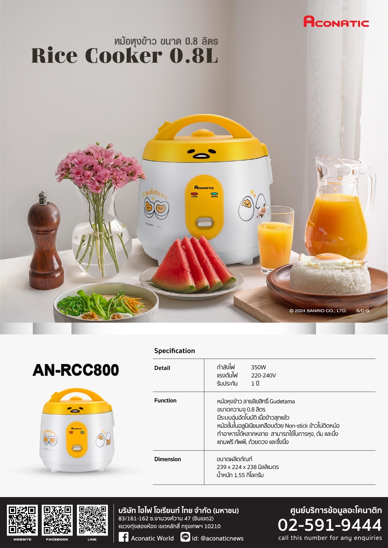 Rice cooker Gudetama model AN-RCC800